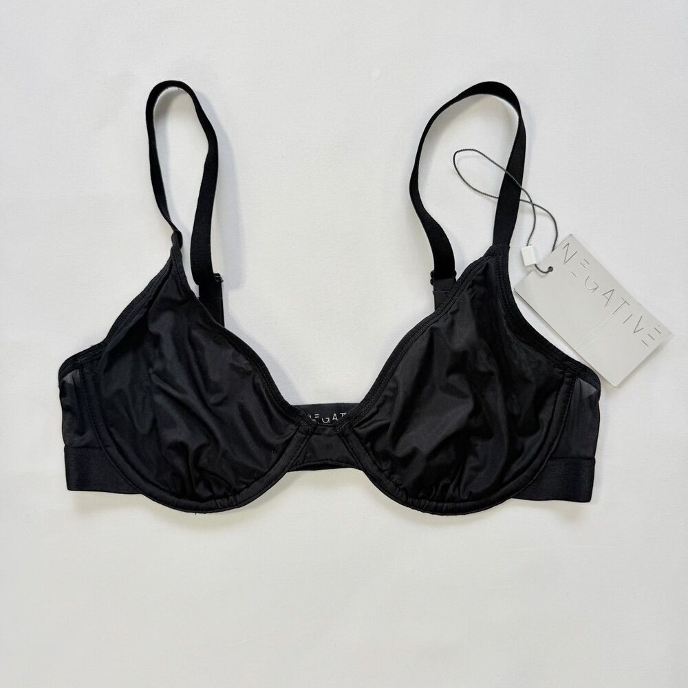 NEW Negative Silky Demi Bra Size 32B Black Underwired Adjustable Straps